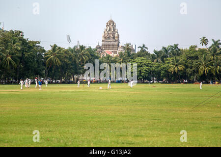 MUMBAI, India - 10 ottobre 2015: persone a giocare a cricket nel central park a Mumbai, India. Il cricket è lo sport più popolare Foto Stock