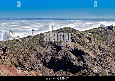 La linea di telescopi La Palma Spagna Foto Stock