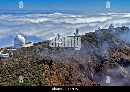 La linea di telescopi La Palma Spagna Foto Stock