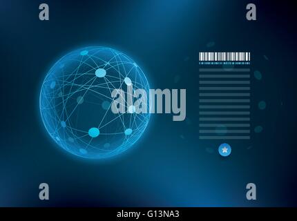 Una infografica sfera con puntini collegati e linee. Gli elementi sono stratificati separatamente in file vettoriale. Illustrazione Vettoriale