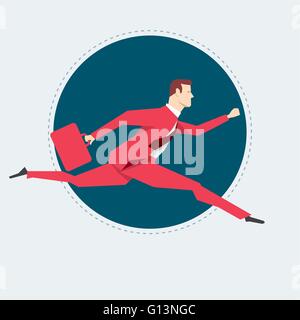 Imprenditore in tuta rossa. Uno stile piatto illustrazione vettoriale. Illustrazione Vettoriale