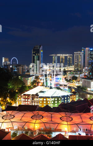 Il Sud Est asiatico, Singapore, Clarke Quay e Marina Bay Sands Hotel e Casino Foto Stock