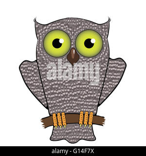 Cartoon Owl isolati su sfondo bianco. Foto Stock