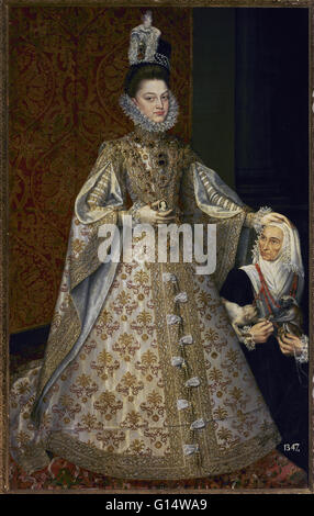 Isabella Clara Eugenia (1566-1633). Infanta di Spagna. Ritratto di Infanta Isabella Clara Eugenia e Magdalena Ruiz, 1585-1588. Da Alonso Sanchez Coello (1531-1588). Il Museo del Prado. Madrid. Spagna. Foto Stock