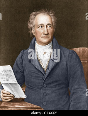 Johann Wolfgang von Goethe (Francoforte sul Meno 1749 - Weimar 1832) è stato uno scrittore tedesco, artista pittorico, biologo, fisico teorico, e polymath. Egli è considerato il genio supremo della moderna letteratura tedesca. Le sue opere span i campi di poesia, teatro, prosa, filosofia, un Foto Stock