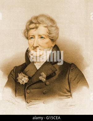 Georges Cuvier (nome completo Jean Leopold Nicolas Frederic Cuvier, 1769-1832) originato un sistema di classificazione zoologica che animali raggruppati secondo le strutture dei loro scheletri e organi. Cuvier ha esteso il suo sistema di fossili; il suo reconstr Foto Stock