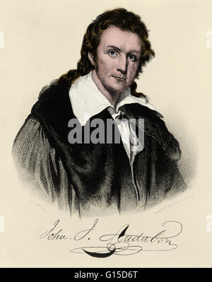 John James Audubon. Questa rara incisione di C. Turner, A.R.A è stato copiato dalla miniatura dipinta da Federico Cruickshank, circa 1831. Pubblicato per l'incisore da Robert Havell, Londra, 1835. John James Audubon (Jean-Jacques Audubon) (1785-1851) era un Foto Stock