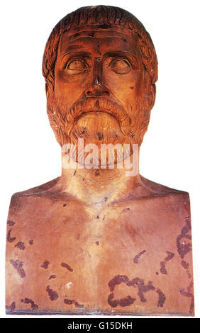 Pitagora di Samo (570- 495 a.C.) era un antico filosofo greco e matematico, e fondatore del movimento religioso chiamato Pythagoreanism. Egli ha fatto influenti contributi alla filosofia e religione nel tardo VI secolo A.C. Egli è spesso riverito Foto Stock