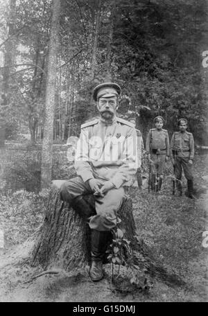 La fotografia non datata di Nicholas Romanov in abito militare. Nicholas II (18 maggio 1868 - 17 luglio 1918) è stato l'ultimo imperatore di Russia, Granduca di Finlandia, e titolare re di Polonia. Un suo ufficiale titolo breve è stato Nicholas II, Imperatore e autocrate di tutti i t Foto Stock