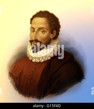 Miguel de Cervantes Saavedra (1547-1616) era un romanziere spagnolo, poeta e commediografo. Il suo capolavoro, Don Chisciotte, è considerato il primo moderno romanzo europeo, un classico della letteratura occidentale e considerata come una delle migliori opere di fiction mai atto di citazione Foto Stock