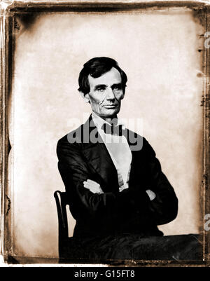 Lincoln fotografata da Preston Butler, il 13 agosto 1860 a Springfield, Illinois. Abramo Lincoln (Febbraio 12, 1809 - 15 Aprile 1865) era il sedicesimo presidente degli Stati Uniti, a partire dal mese di marzo 1861 fino al suo assassinio nel 1865. Egli ha portato il suo paese throu Foto Stock