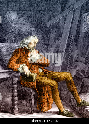 Denis Papin (Agosto 22, 1647 - 1712) fu un fisico francese, matematico e inventore. Egli ha visitato per la prima volta a Londra nel 1675, e ha lavorato con Robert Boyle dal 1676 al 1679, la pubblicazione di un conto del suo lavoro in continuazione di nuovi esperimenti (1680). Durante t Foto Stock