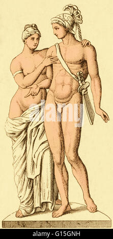 Il Greco antico figure mitiche di Afrodite e Ares (o Venere e Marte nel Pantheon romano). Questi sono la dea di amore e il dio della guerra, che erano amanti. Foto Stock