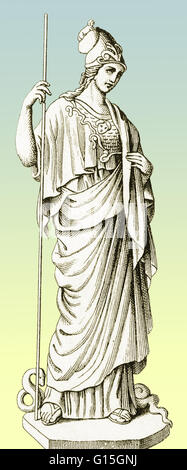 Il Greco antico figura mitica di Pallas, figlia di Triton, con il serpente. Lei era favorire la sorella di Athena. Foto Stock