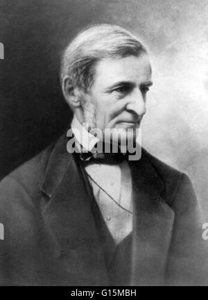 Ralph Waldo Emerson (25 maggio 1803 - 27 Aprile 1882) era un americano saggista, docente e poeta, che ha guidato il movimento Transcendentalist della metà del XIX secolo. Egli è stato un campione di individualismo che ha diffuso il suo pensiero attraverso dozzine di pubblicato Foto Stock