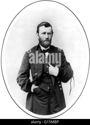 Ulisse S. Grant (nato a Hiram Ulysses Grant; 27 aprile 1822 - Luglio 23, 1885) è stato il diciottesimo presidente degli Stati Uniti. Un militare di carriera, si è laureato presso l' Accademia Militare degli Stati Uniti a West Point e servito nella guerra Mexican-American. In Gra Foto Stock