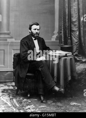 Ulisse S. Grant (nato a Hiram Ulysses Grant; 27 aprile 1822 - Luglio 23, 1885) è stato il diciottesimo presidente degli Stati Uniti. Un militare di carriera, si è laureato presso l' Accademia Militare degli Stati Uniti a West Point e servito nella guerra Mexican-American. In Gra Foto Stock