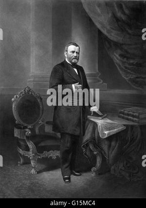 Ulisse S. Grant (nato a Hiram Ulysses Grant; 27 aprile 1822 - Luglio 23, 1885) è stato il diciottesimo presidente degli Stati Uniti. Un militare di carriera, si è laureato presso l' Accademia Militare degli Stati Uniti a West Point e servito nella guerra Mexican-American. In Gra Foto Stock