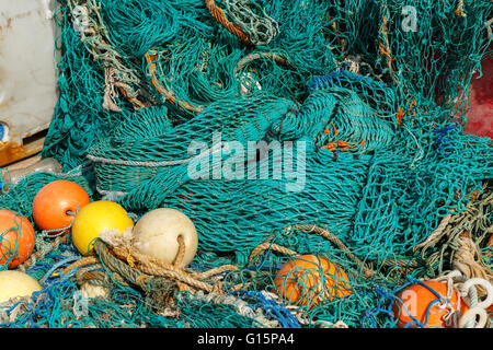 Close up di commerciale delle reti da pesca. In Scarborough Foto Stock