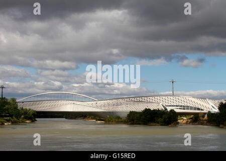 Dettagli di Zaha Hadid Padiglione Ponte in Zaragoza Foto Stock