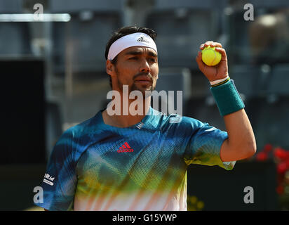 Roma, Italia. 09 Maggio, 2016. Fabio Fognini in azione durante la sua partita contro Guillermo GARCIA al Lopez al Internazionali BNL d'Italia 2016 su 09 Maggio 2016 in Roma, Italia. © Azione Sport Plus/Alamy Live News Foto Stock