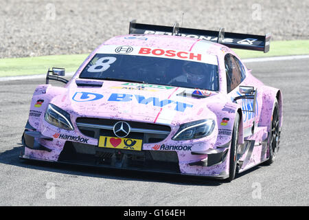 Hockenheim, Germania. 08 Maggio, 2016. Il driver tedesco Christian Vietoris la Mercedes-AMG Team Muecke in azione durante una sessione di formazione per la seconda gara del German Touring Car Masters (DTM) di Hockenheim, in Germania, 08 maggio 2016. Foto: UWE ANSPACH/dpa/Alamy Live News Foto Stock