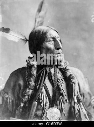 Wolf Robe indossando un round silver Benjamin Harrison medaglia di pace. La Gerhard sorelle fotografato durante la Louisiana Purchase Exposition a St. Louis, Missouri, 1904. Wolf Robe o Ho'néhevotoomáhe (circa 1838-41 - 1910) era un Southern Cheyenne chief. Foto Stock