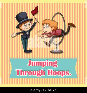 L'uomo jumoing attraverso le cerchiature illustrazione Illustrazione Vettoriale