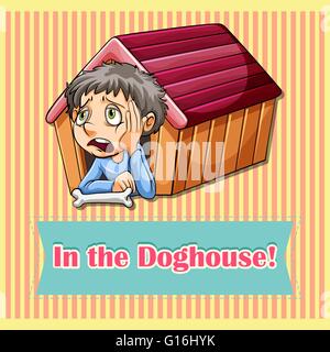 Idiom in the doghouse illustrazione Illustrazione Vettoriale