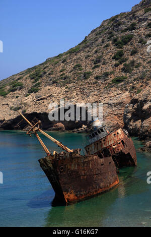 Naufragio a Amorgos, Grecia Foto Stock