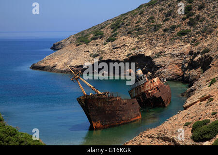 Naufragio a Amorgos, Grecia Foto Stock