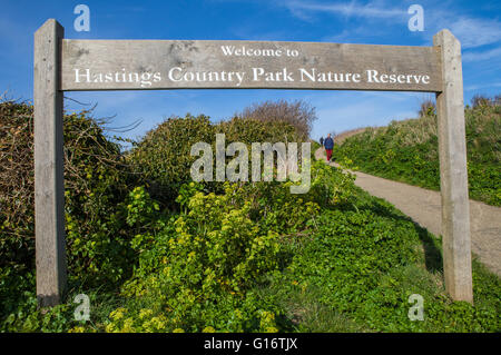 HASTINGS, Regno Unito - 1 APRILE 2016: una vista del bel paese di Hastings Park Riserva Naturale in Hastings, Sussex il 1 aprile 201 Foto Stock