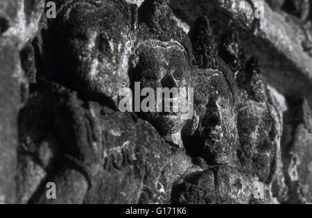La parete orientale dettaglio borobudur indonesia java Foto Stock