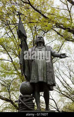 Statua di Cristoforo Colombo al Central Park di New York City, Stati Uniti d'America. Foto Stock