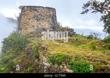 Ruderi di pietra da Chachapoyas cultura in Kuelap, Perù Foto Stock