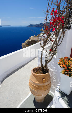 Oia i ponti di lusso e patio Foto Stock