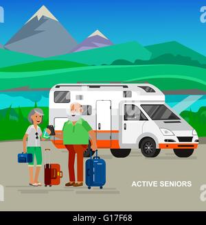 Raffreddare il vettore flat character design su senior Illustrazione Vettoriale