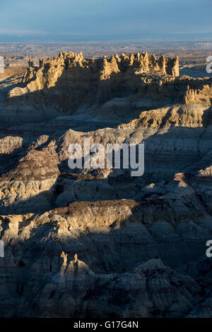 Erosi badlands, Angelo Nat di picco. Area ricreativa, Nuovo Messico. Foto Stock