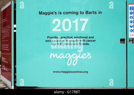 Costruzione palizzata presso la nuova Maggie's Centre, St Barts Hospital dovuti per il completamento nel 2017 Londra UK KATHY DEWITT Foto Stock