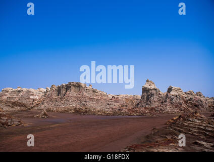 Canyon di sale fatta di strati di Alite e gesso nella depressione di Danakil, regione di Afar, Dallol, Etiopia Foto Stock