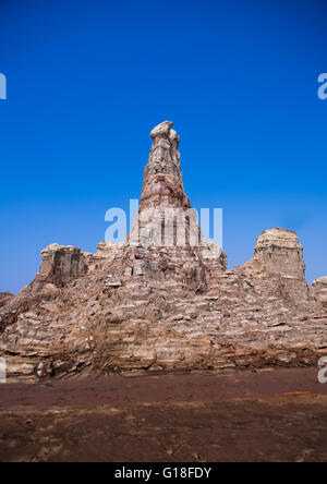 Canyon di sale fatta di strati di Alite e gesso nella depressione di Danakil, regione di Afar, Dallol, Etiopia Foto Stock