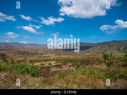 Etiope highlands paesaggio, Gamo gofa omo, Arba Minch, Etiopia Foto Stock