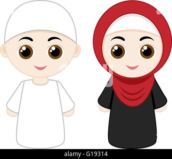 Cartoon giovane musulmano Illustrazione Vettoriale