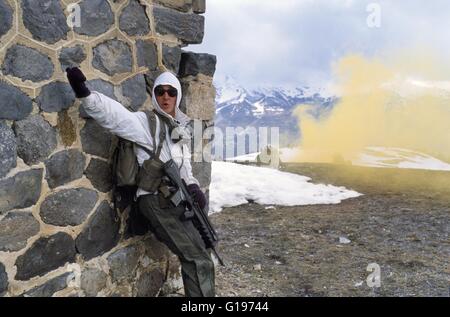 L esercito francese, le truppe di montagna "Cacciatori delle Alpi" durante le esercitazioni militari in Alta Savoia Foto Stock