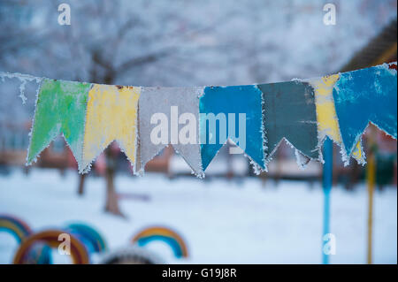 Natale flag di sfondo nella neve Foto Stock