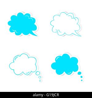 Disegnato a mano e di parlato pensato set bolle. Illustrazione Vettoriale