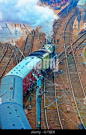 Flying Scotsman locomotiva a vapore il motore Newcastle upon Tyne Foto Stock