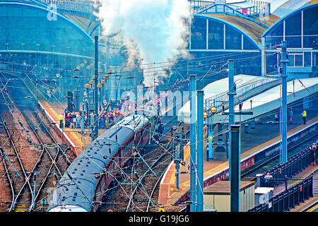 Flying Scotsman locomotiva a vapore il motore Newcastle upon Tyne Foto Stock