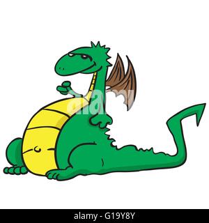 Green Dragon cartoon doodle Illustrazione Vettoriale