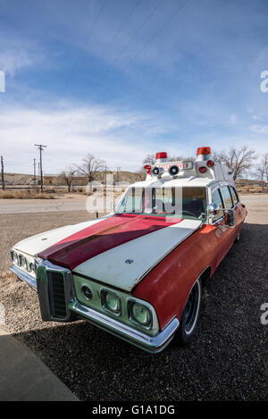 Vintage Pontiac Bonneville ambulanza al Green River, Utah, dei Vigili del Fuoco. Foto Stock